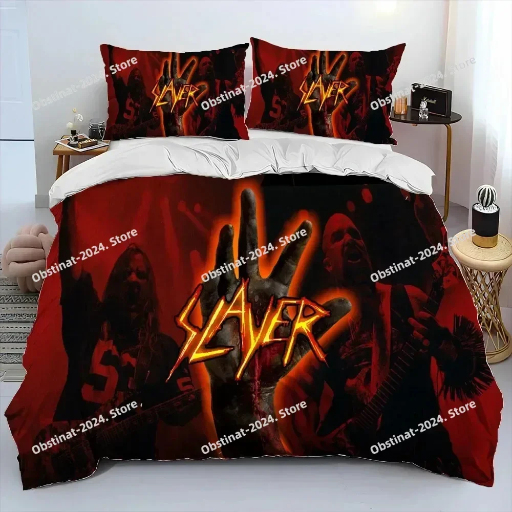 Slayer Heavy Metal Band Music Bedding Set Printed Bed Set With Pillowcase Duvet Cover Soft Single Double Queen Super King Size