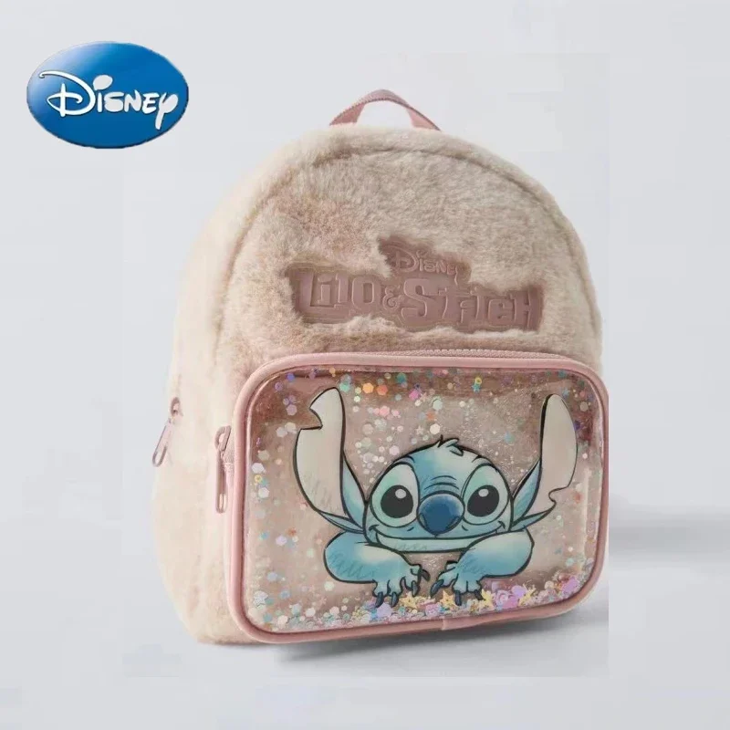 

Disney Autumn & Winter New Stitch Backpack Plush Children's Schoolbag Kindergarten Cute Fashion Backpack For Girls