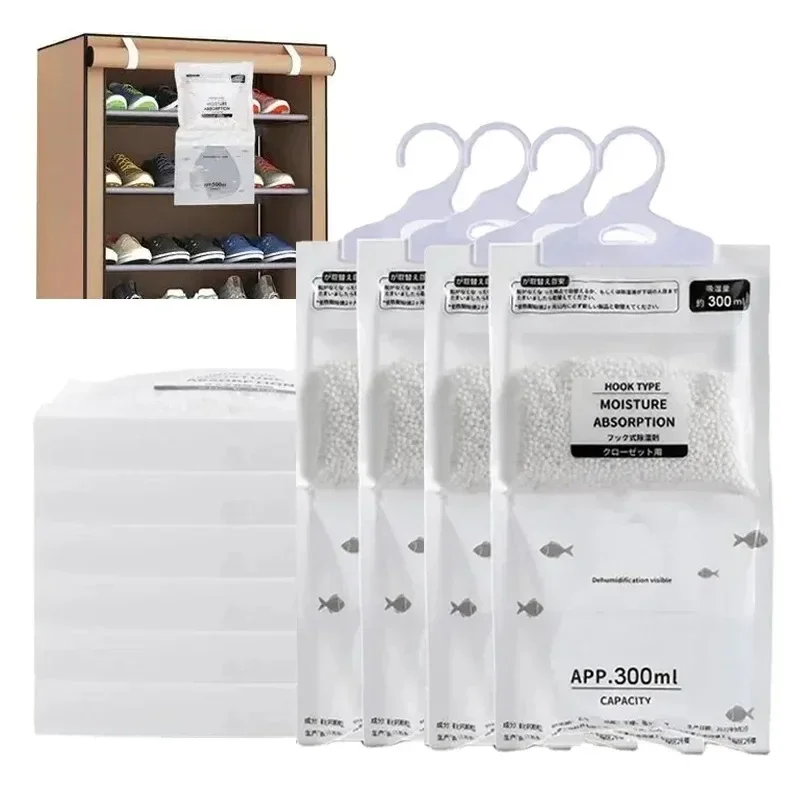 10Pcs Moisture Absorber Hanging Drying Clothes Dehumidifier Wardrobe Dehumidifier Dry Bag Desiccant Moisture Absorption