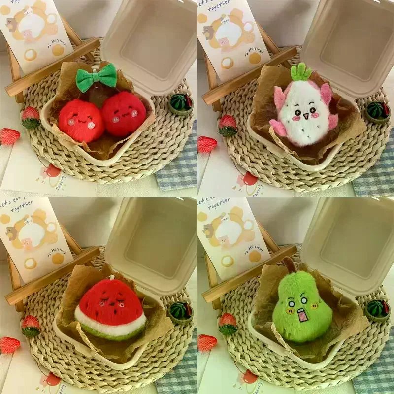 사랑스러운 과일 키체인 플루 장난감 인형 웨딩 콘페티 소녀 가방 펜던트 학교 가방 부드러운 봉제 인형 모든 연령대용