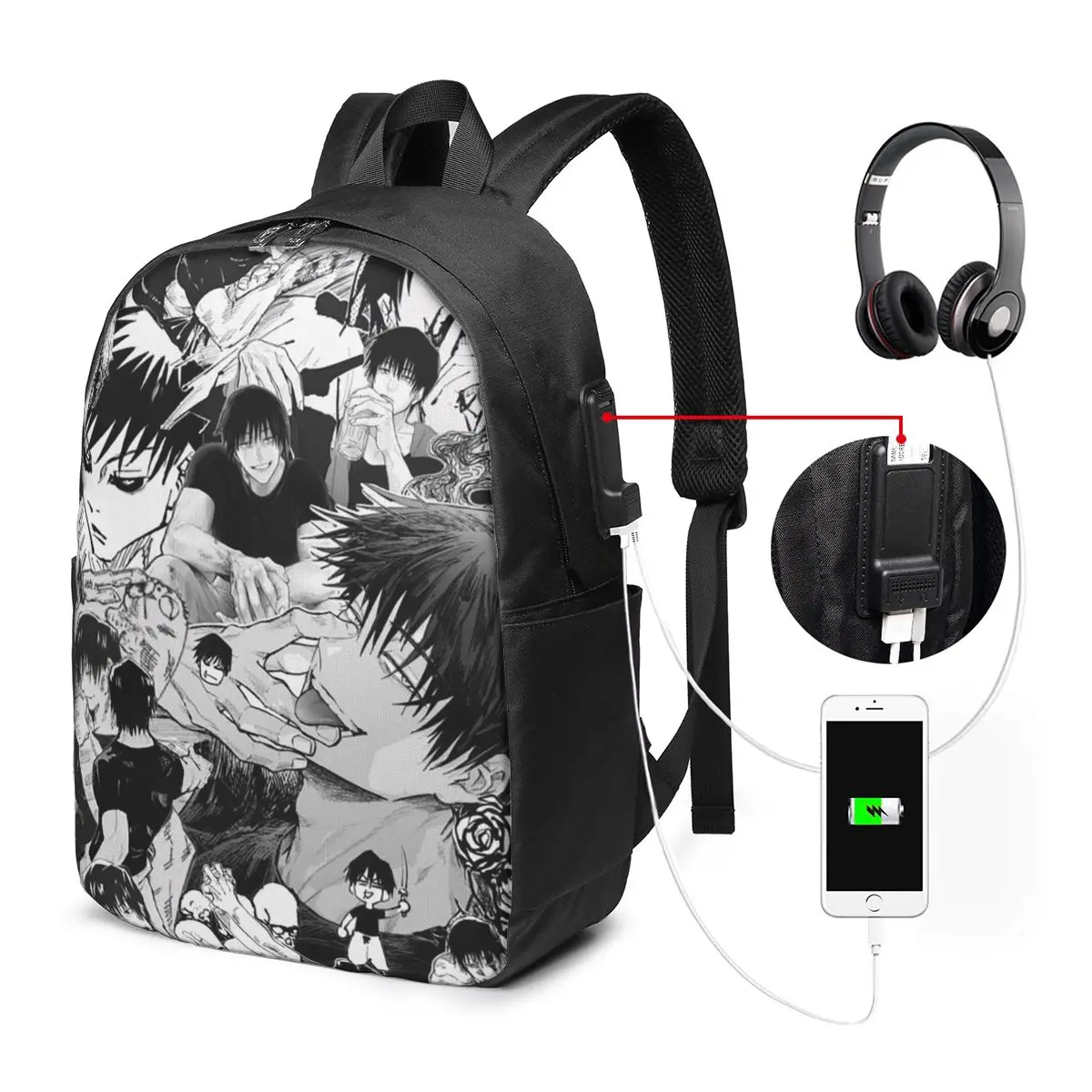 Tokyo Revengers Toji Fushiguro Backpack Travel Notebook Bag Computer CollegeStudent School Bag LaptopShoulder Bags for Men Women