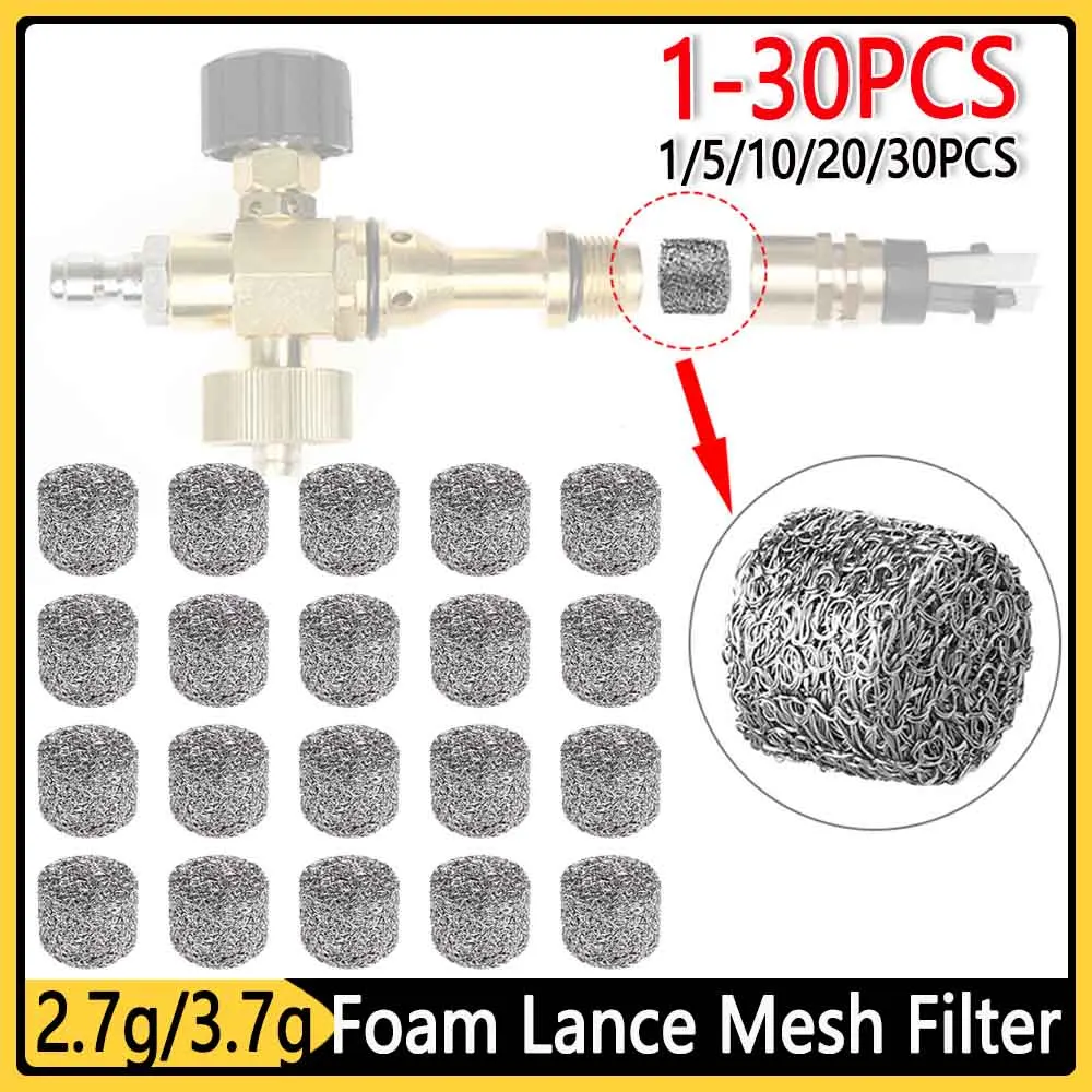 ตาข่ายกรองโฟม1-30ชิ้นตาข่ายสเตนเลส2.7กรัม/3.7กรัมตัวเปลี่ยนแรงดันเครื่องสร้างหิมะโฟมอุปกรณ์ทำความสะอาด