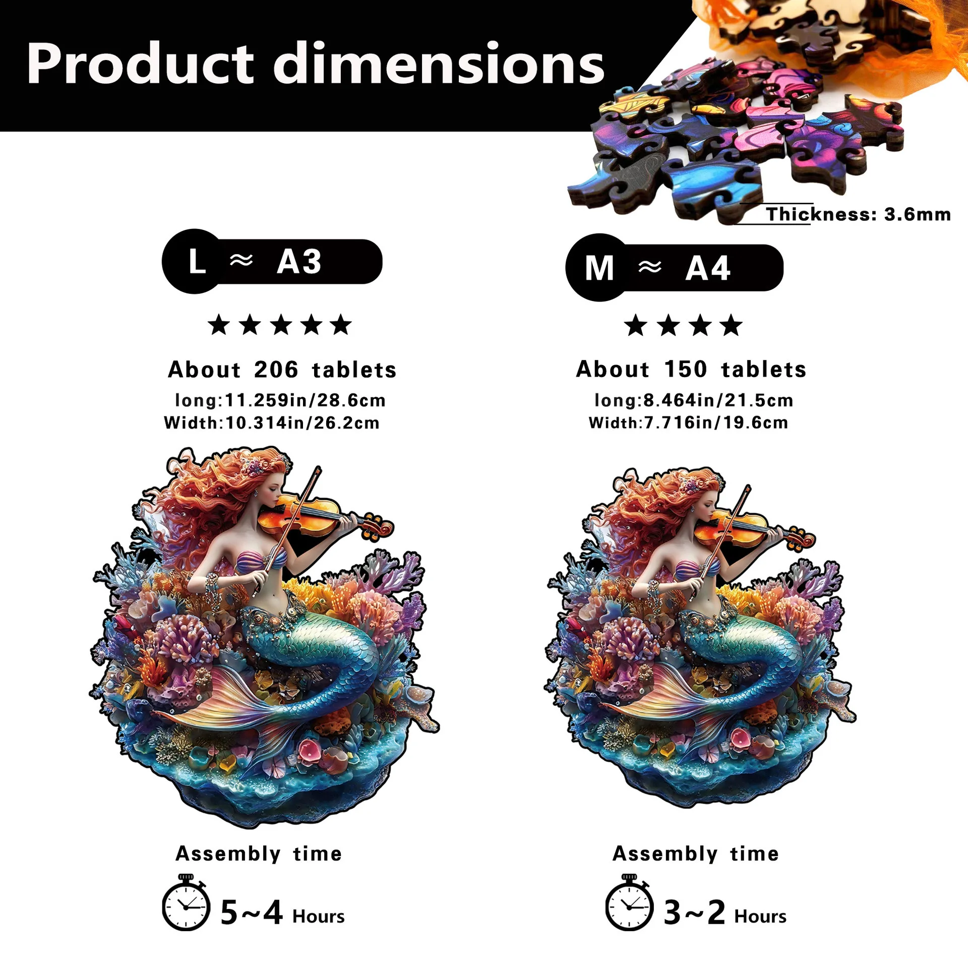 150/206pcs Mermaid Puzzle Toys Irregular Shaped Puzzle Jigsaw Puzzle Stress-Relieving Game Birthday Xmas Gifts For Kids & Adults