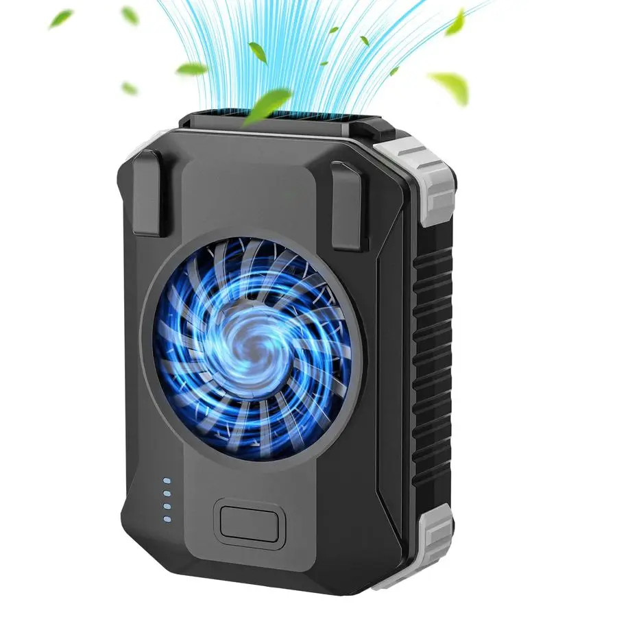 

Портативный поясной вентилятор с зарядным устройством и фонариком, 3 скорости, мощный воздушный поток, вентилятор-прищепка для рубашки/пояса для работы на открытом воздухе, строительства, походов