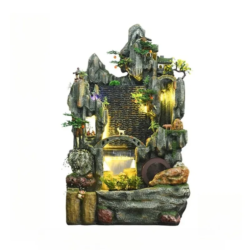 Large Resin with LED Lights for Garden Home Decoration Creative Indoor Ornament Waterfall Fountain