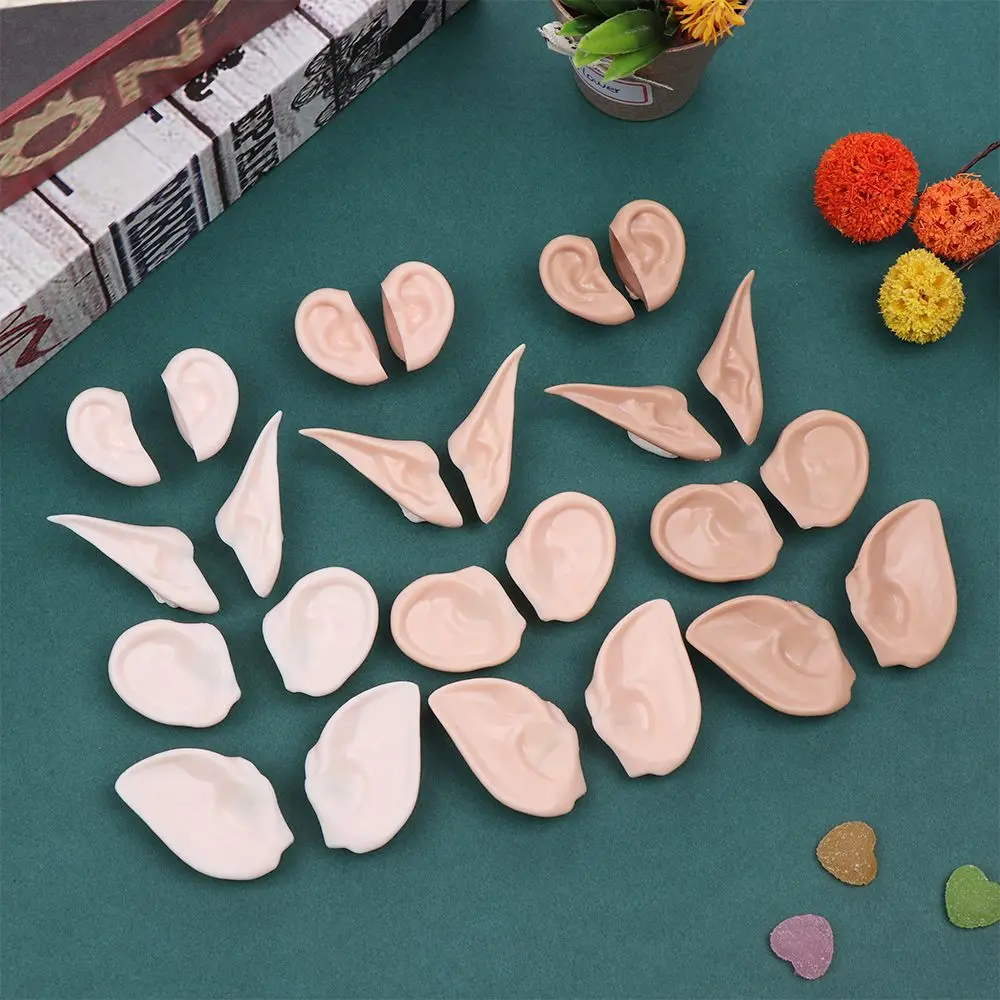 1 Pair Doll Ears Artificial Ear Elf Ears White Natural Tan Dark and Super Black Skin Only Ears No Doll Toys Dolls Accessories