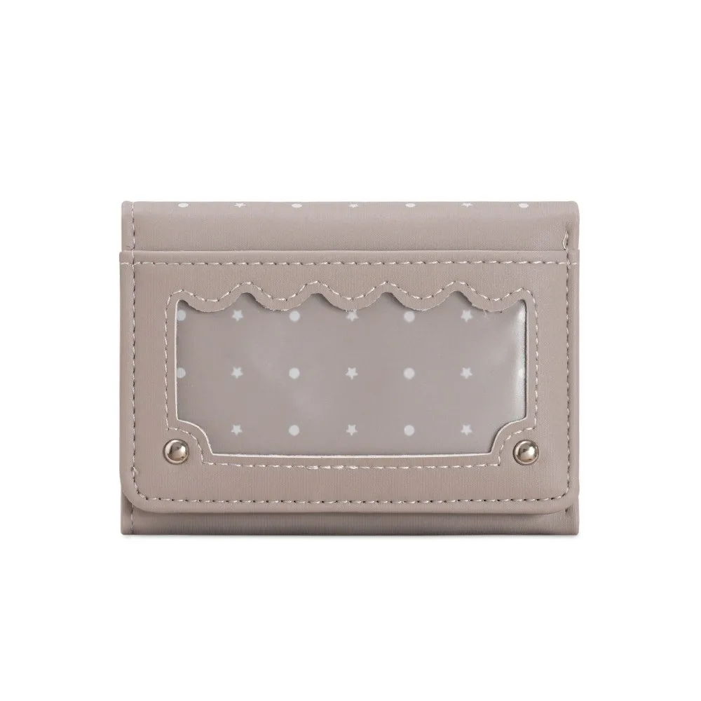 Pu Leather Multi Card Slots Wallet Snap Closure Clear Photo Window Trifold Card Holder Portable Compact Short Coin Purse