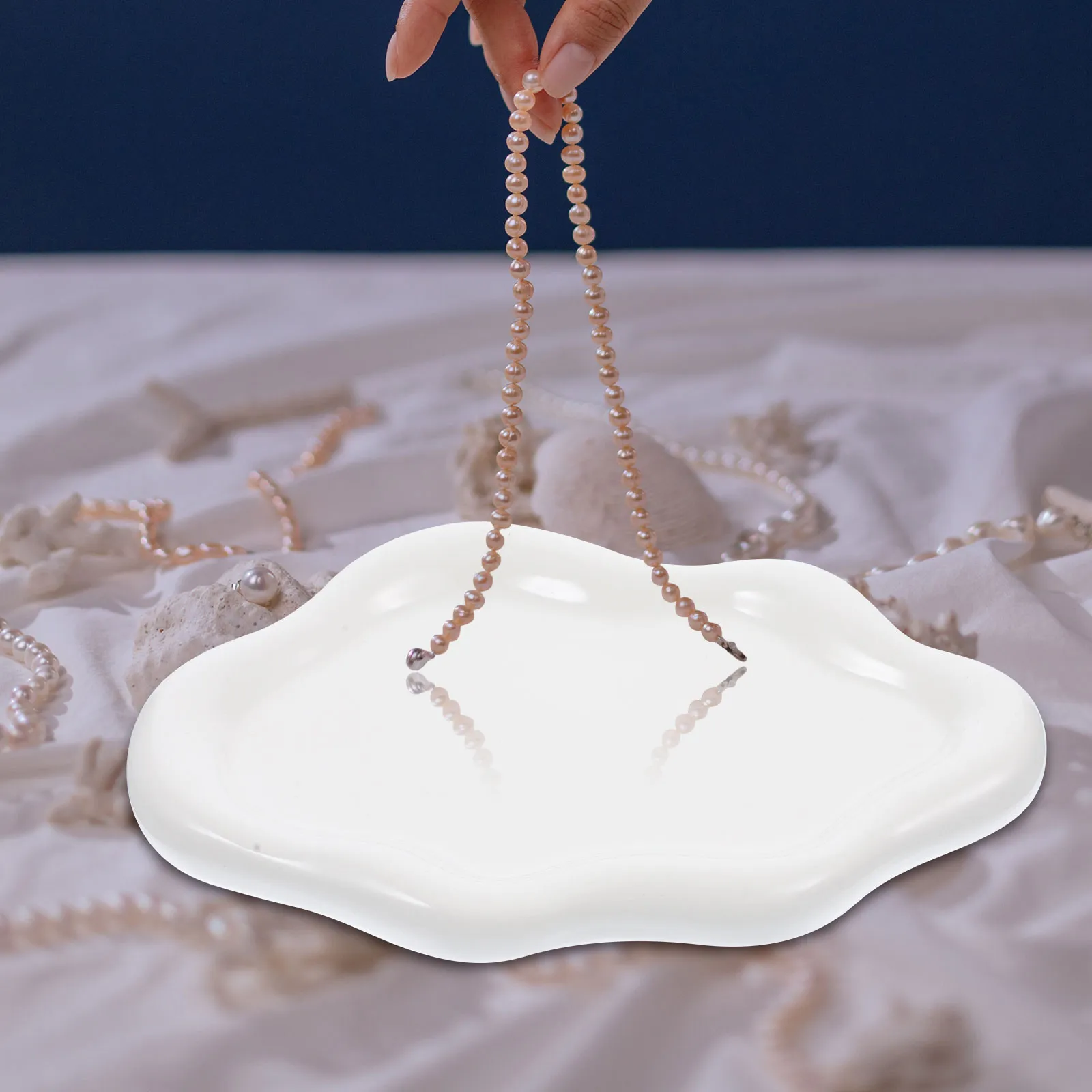 

Керамическая тарелка для хранения с широким краем, изящный держатель для колец, декоративный поднос для украшений, многофункциональная тарелка для мелочей для дома