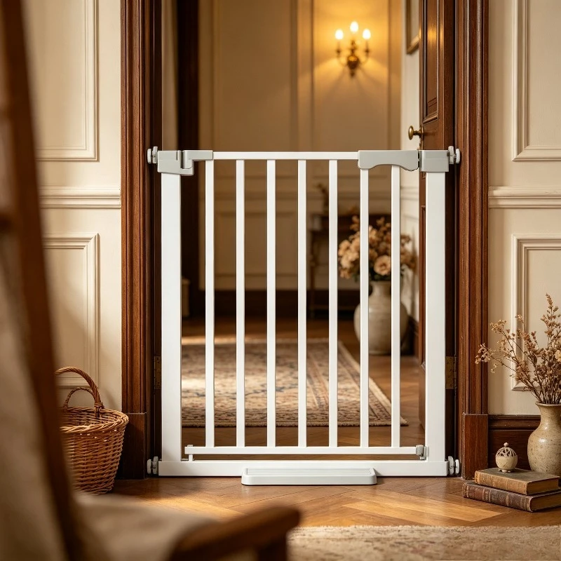 No-drill Pet Safety Gate, 180° Swing Auto-close Stair Barrier Guard for Dogs & Kids, Tool-free Fence Panel for Doorway Hallway.