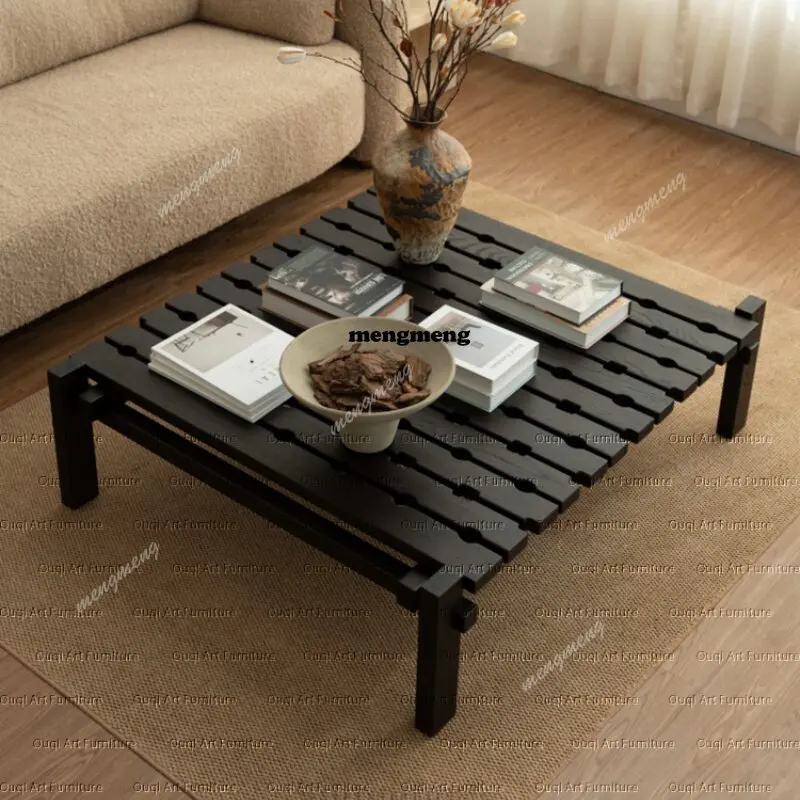 

Medieval style solid wood creative coffee table wabi sand wind ash wood home designer retro small apartment coffee table