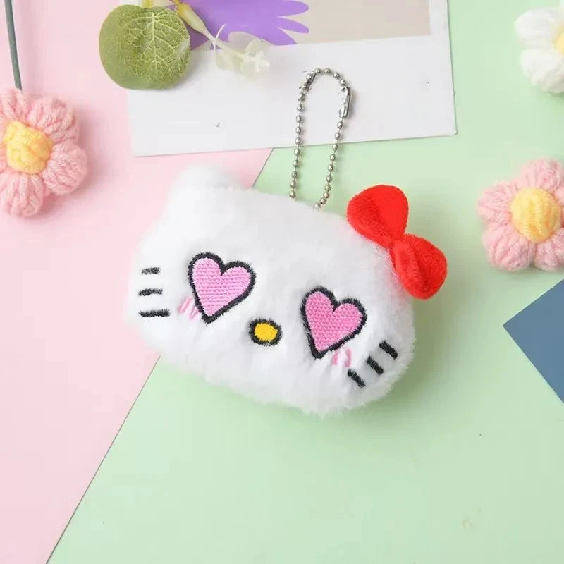 Schattige Kitty pluche sleutelhanger creatieve kat huilende kat uitdrukking pluche pop kralenketting deurgesp stijl rugzak hangende ketting cadeau