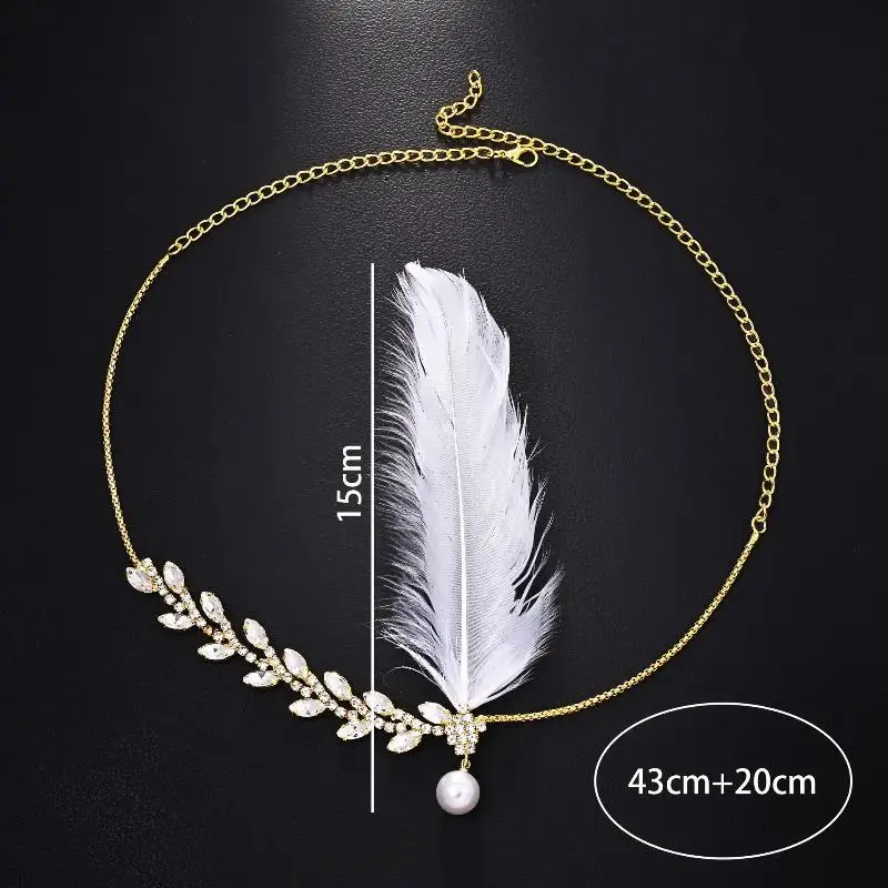 Retro-Feder-Stirnband mit Strass-Blatt-Kopfschmuck für Tanzpartys, vielseitiges Accessoire für Männer und Frauen – Detail 7