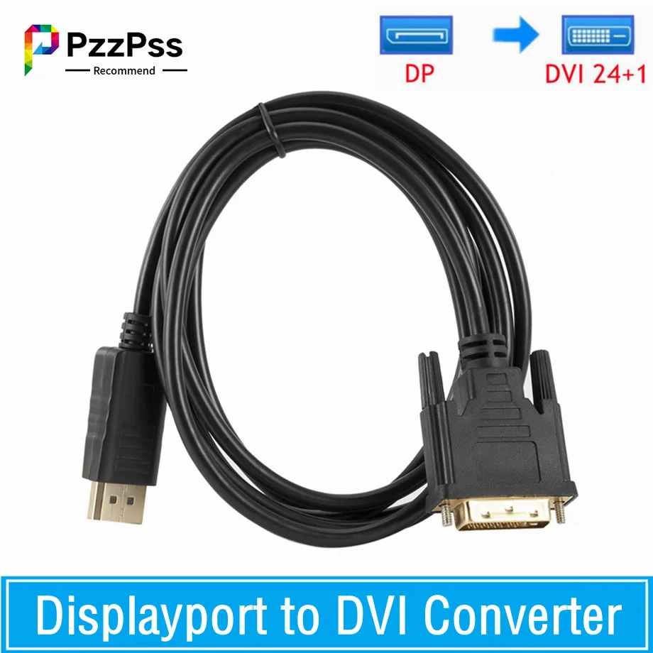 Displayport do DVI Adapter do kabla 1.8m DP do DVI połączenia konwerter HD 1080P wtyczka podłączenie męska do męskiej do telewizora HDTV PC