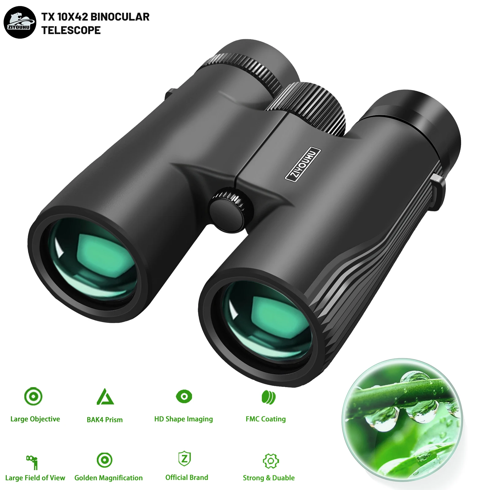 

TX10x42 Telescope Binoculars FMC Coating 10x Magnification Large Field of View for Outdoor Camping Traveling