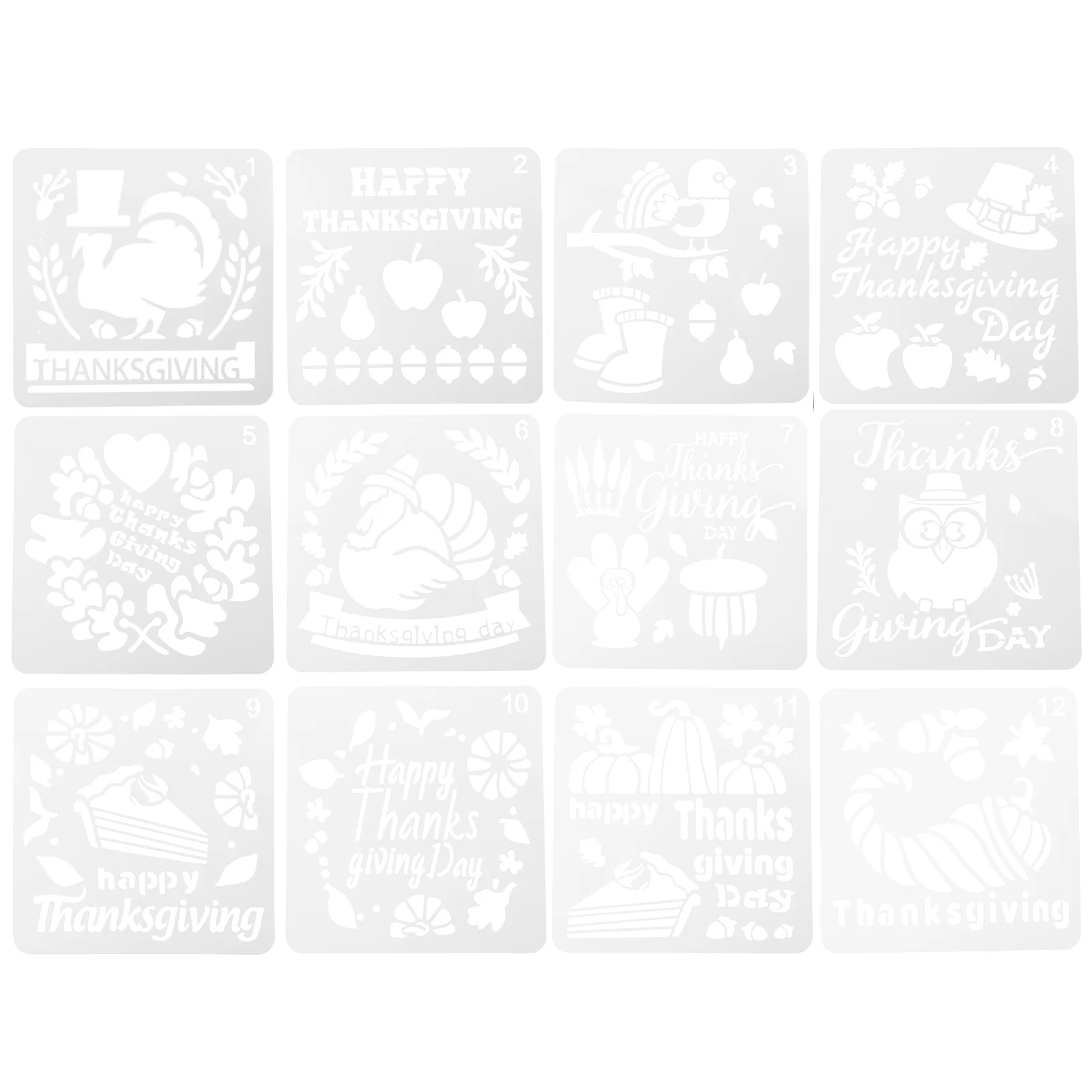 

12 Pcs Square Thanksgiving Template Child Thankful Leaves Stencil The Pet Painting Stencils DIY