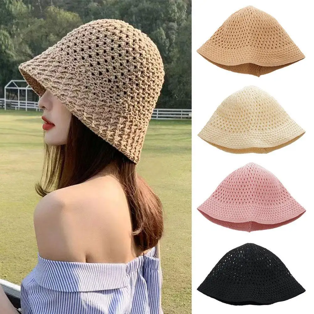 

New Fashion Luxury Bucket Hat Designer Wide Brim Women Bucket Hat Summer Straw Woven Sun Visor Hats Hollow Hat Striped Beach Hat