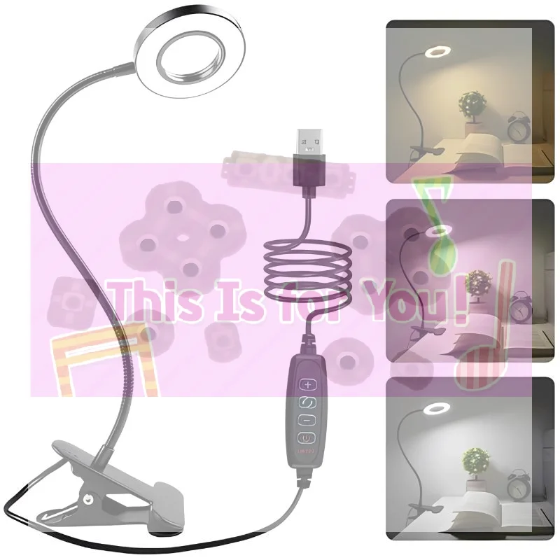 【MA】360° Adjustable LED Reading Lights Dimmable Table Lamp 3-Level Brightness Control Book Clamp Lamp