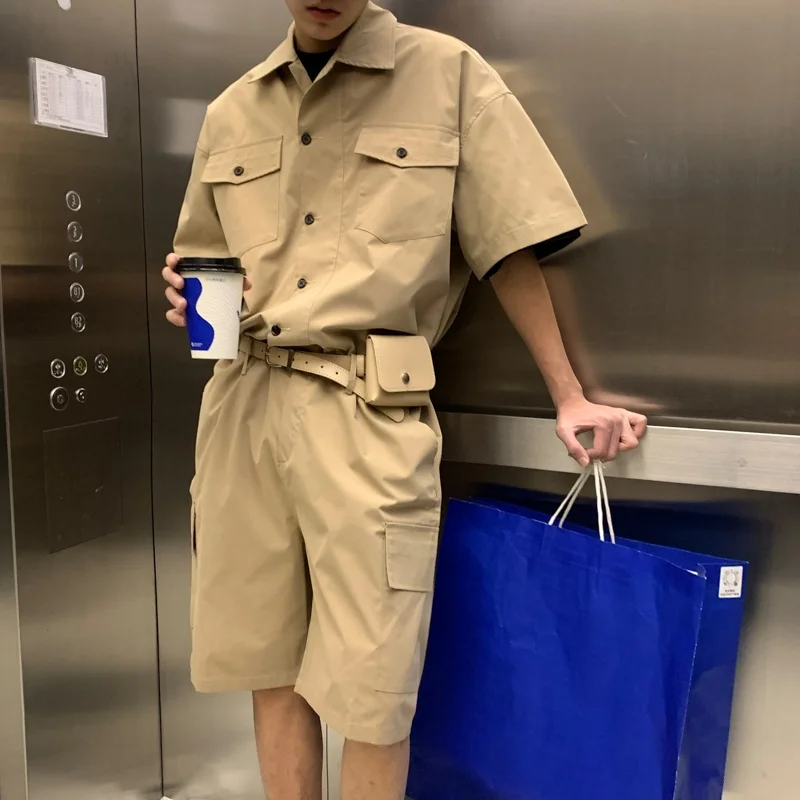 

Летний тонкий комбинезон для подростков: шорты, рабочие брюки, повседневный спортивный костюм, футболка с коротким рукавом