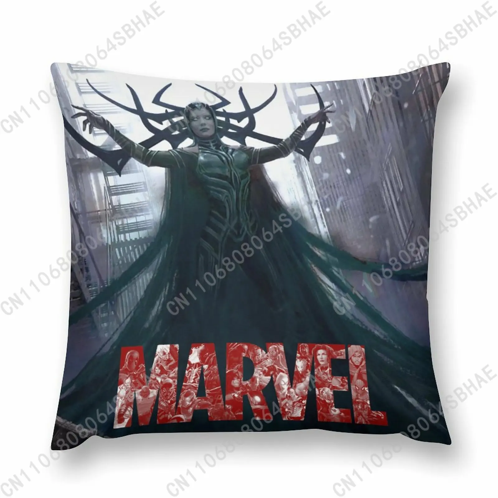 

Marvel Hela Custom Pattern Short Plush Pillow Cover Soft Short Fur Cushion Living Room Personalized Decor Cosplay