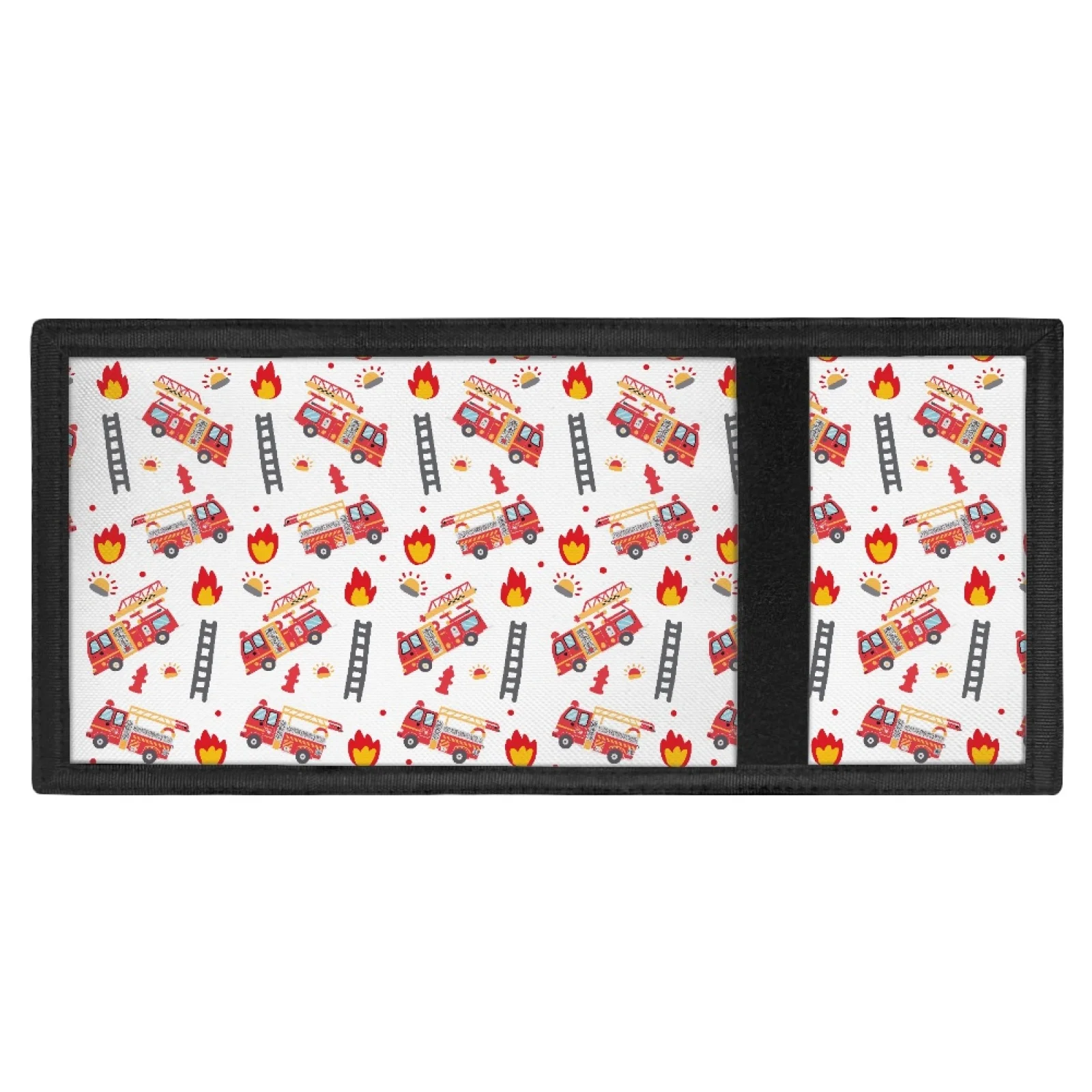 Cartoon Fire Engine Print Kids Wallet for Boys Girls Teens Trifold Wallets Tri-Fold Coin Bag Purse Credit Card Holder Money Bags