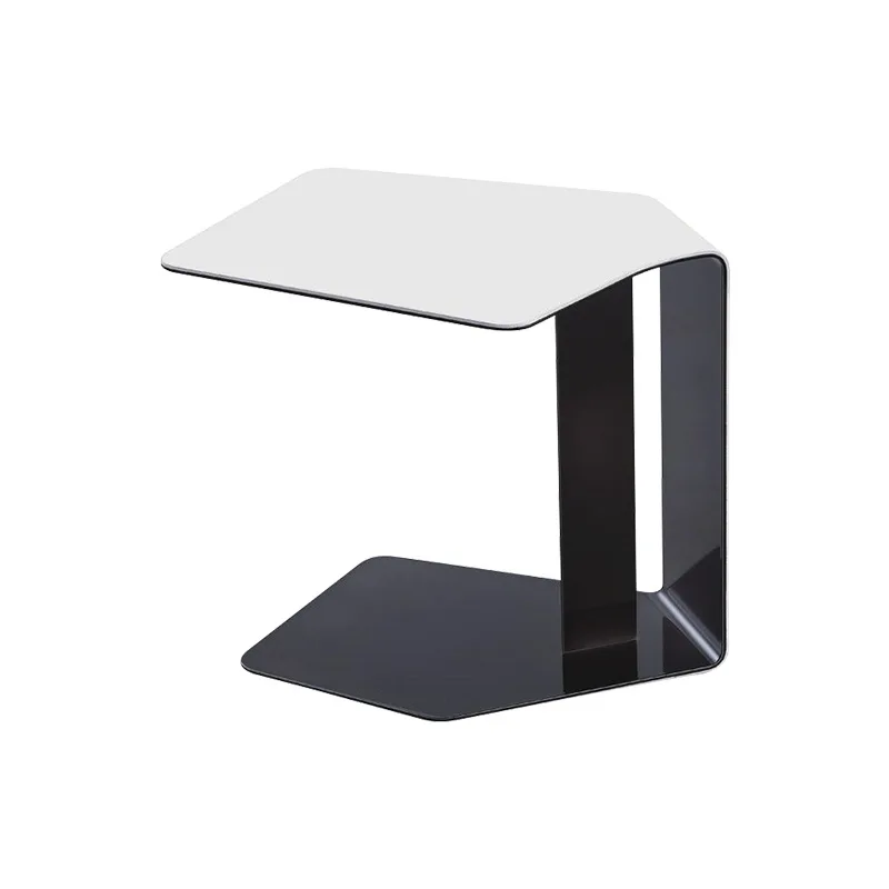 

Light luxury stainless steel electroplating living room metal edge sofa edge corner tea table modern and simple