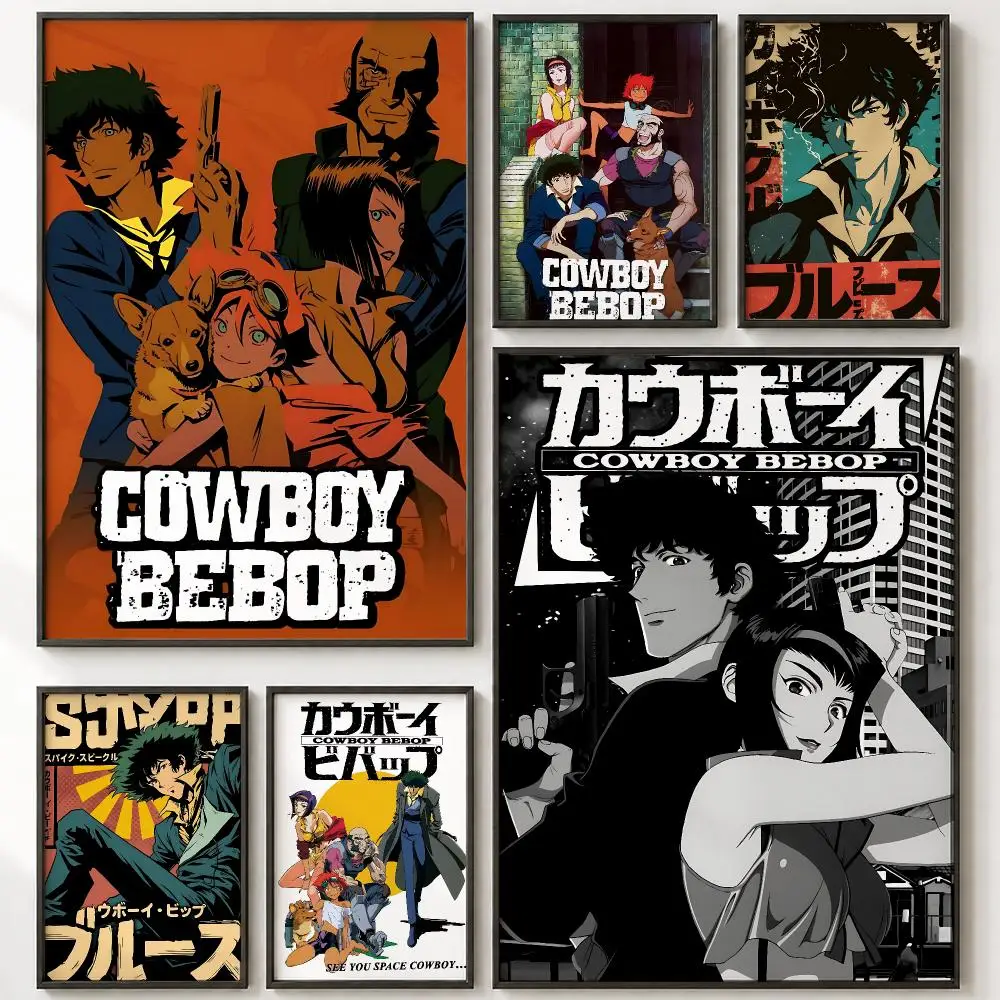 Universal Entertainment C-Cowboy BebopS Poster Vintage Retro Anime Poster Stickers Peel and Stick Wall Art Home Decor