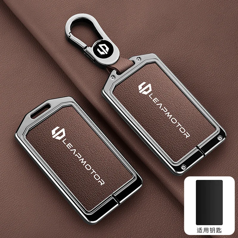 Auto Zink-legierung Leder NFC Karte Smarte Schlüssel Abdeckung Fall Für Leapmotor C10 C11 C16 Schutz Halter Shell Auto Schlüsselbund Zubehör