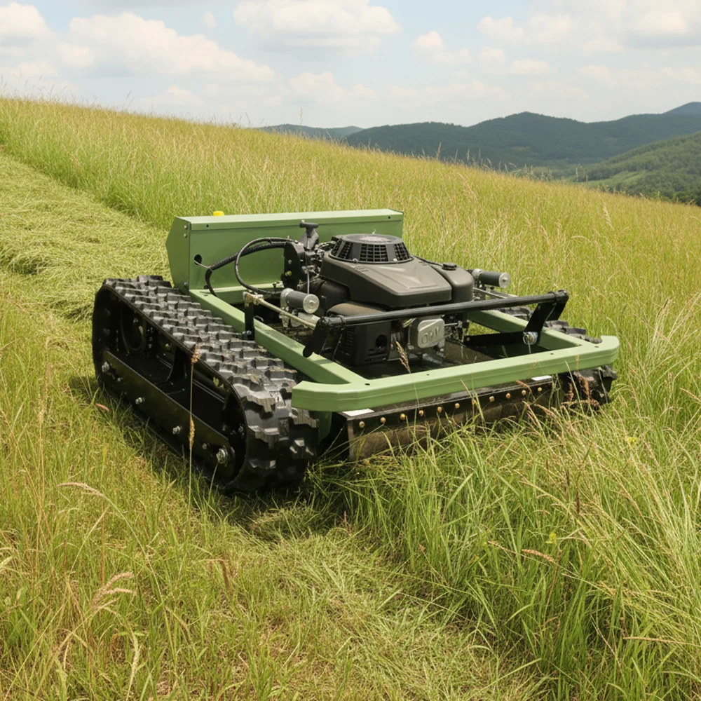 Customized Commercial Reliable Full-Automatic 4-Stroke Cordless Large Drive Off-Road Tracked Tank Slope Lawn Mower