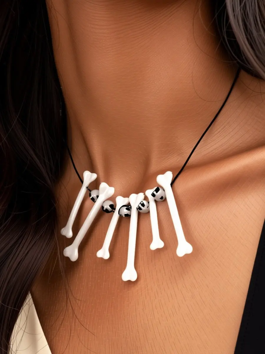 Halloween Bone Necklace Unique Creative Design Premium Plastic Material Comfortable Skin Touch Lightweight Choker for Women Gift