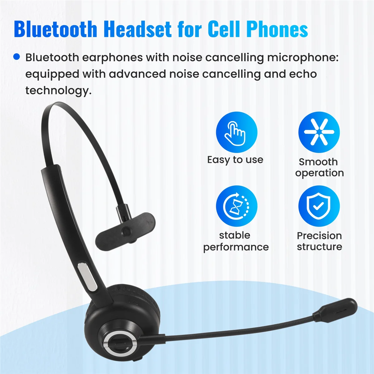 

【BAAZ Fast 】Bluetooth-наушники с микрофоном, беспроводная гарнитура-вкладыш, гарнитура для ПК с шумоподавлением для мобильных телефонов, ПК, планшетов