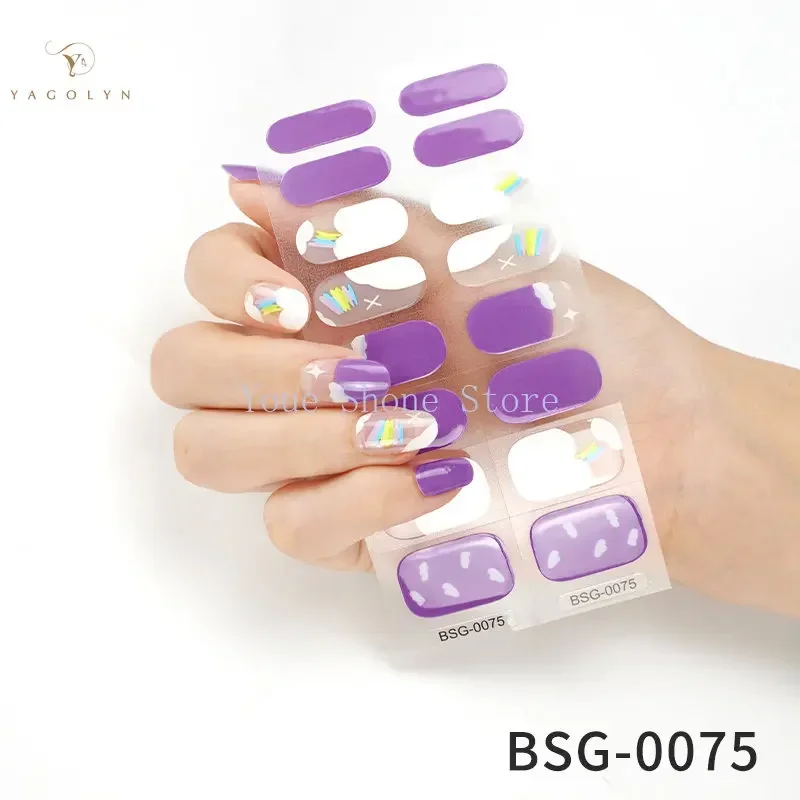 16 Uds. De pegatinas de Gel semicuradas para uñas, envolturas de uñas a la moda, autoadhesivas, Color sólido, manicura DIY, decoraciones artísticas para uñas para mujeres