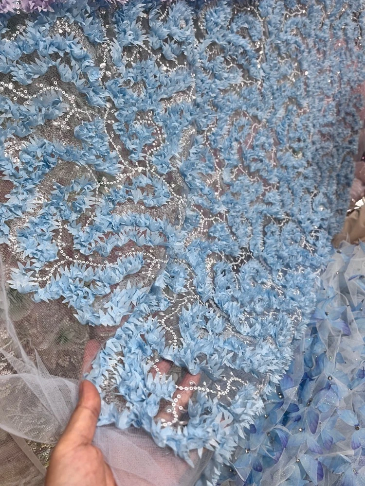 Bead Shaped Nail Bead Embroidery Mesh Fabric for Background Layout Decoration Wedding Dress Cloth Diy By Meter Sewing Material