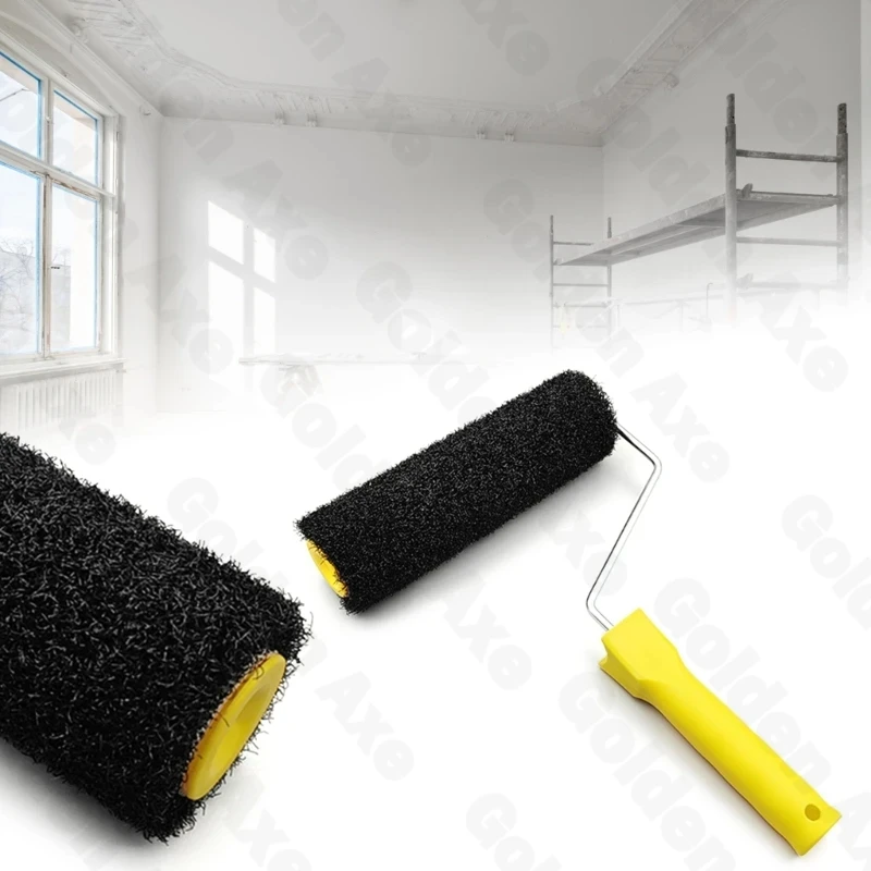 

9-Inch Black Fiber Roller Brush for Putty Application Wall Art Texture - Home Decor DIY Tool