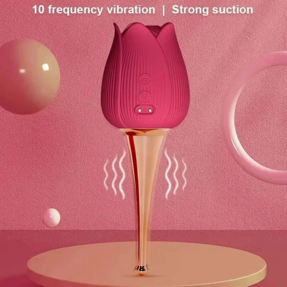 女性用ローズ吸引バイブレーター、ディルド、振動クリトリスサクション、乳首クリトリス刺激、女性用大人のおもちゃ