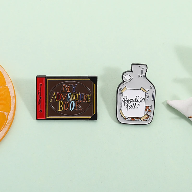 Paradise Falls Jar Enamel Pins Pixar Movie Up My Adventure Book Cartoon Animation Brooches Lapel Badge Jewelry Gift for Friends
