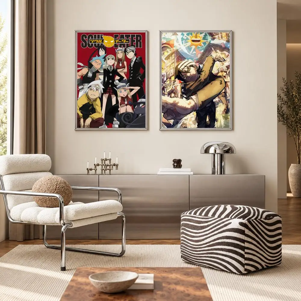 Dark Fantasy Anime Soul Eater Poster Self‑Adhesive Waterproof PP Poster Coffee Bar Wall Art Home Decor