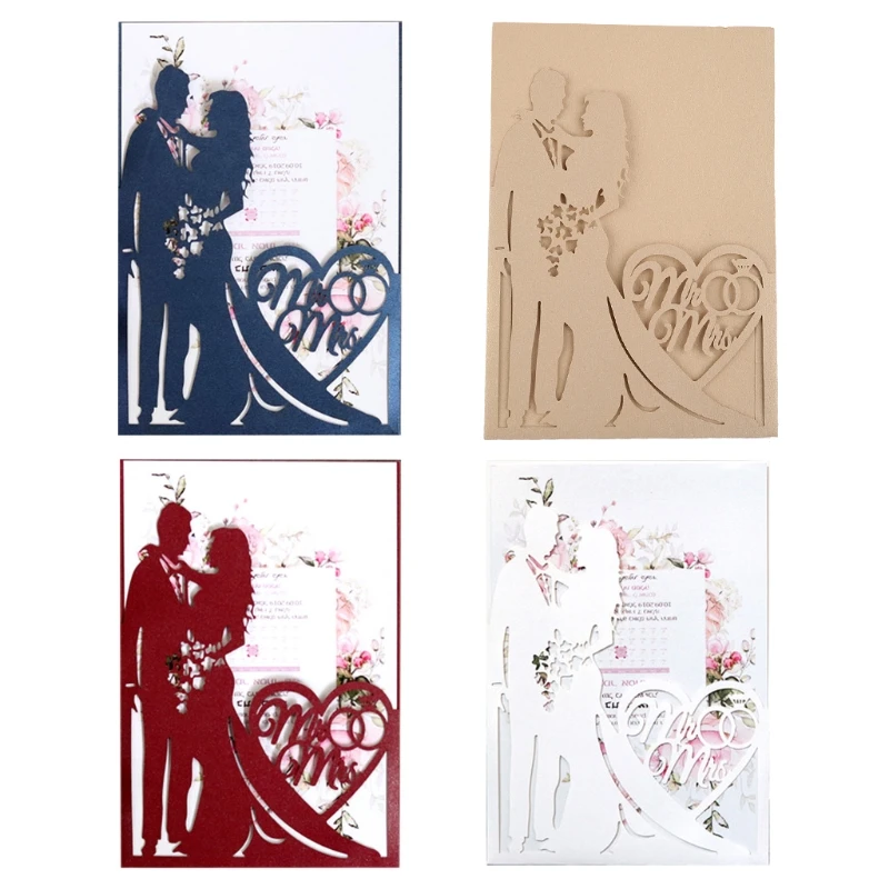 

20pcs/set Cut Mr & Mrs Wedding Invitations Card Invite Envelopes Brida