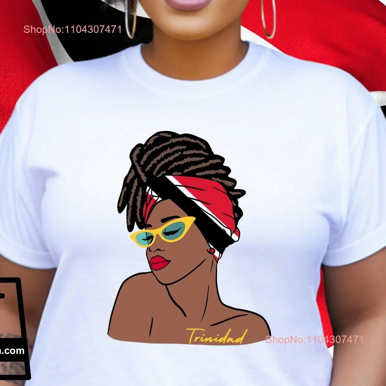 Trinidad Flag T Shirt Women's Head Scarf Hair Wrap Vacay Souvenir Locs Trini  long or short sleeves