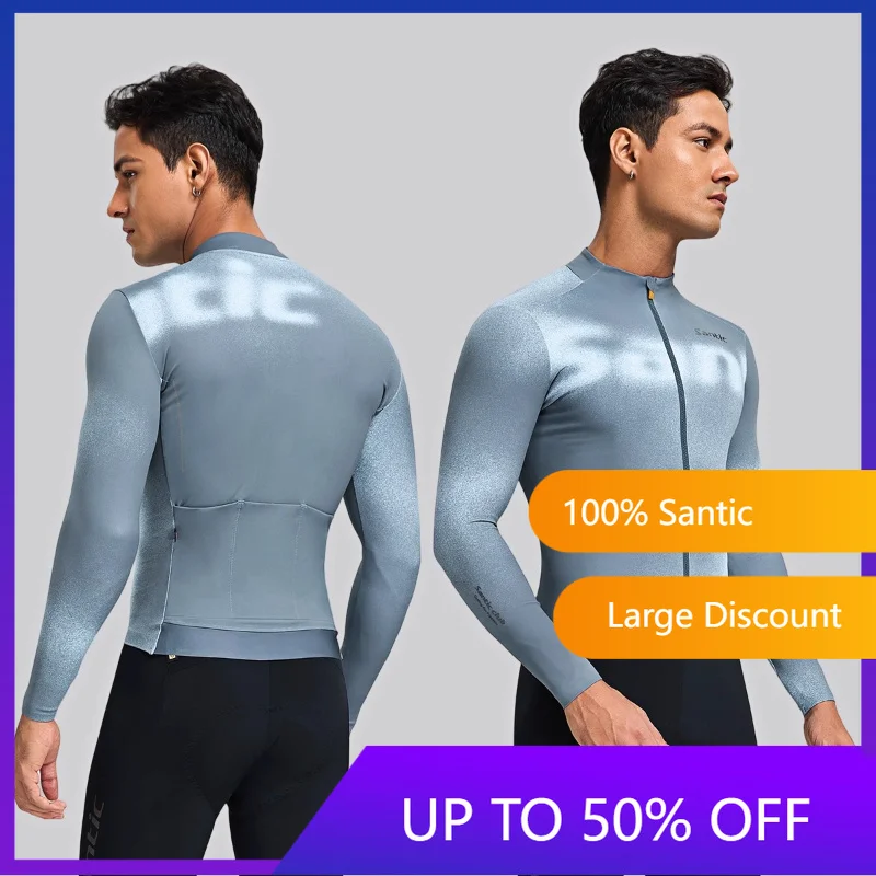 

Santic Men's New Cycling Jerseys Autumn/Winter Fleece Long Sleeve Bicycle Warmth Cycling Coat