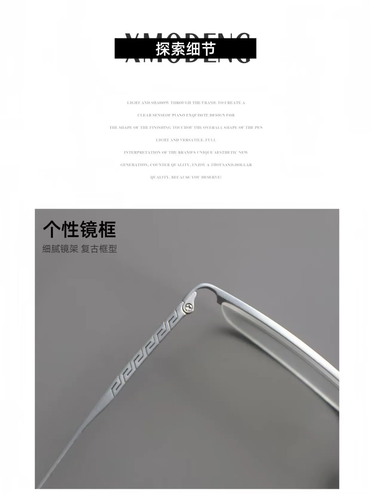 ALICIA Herren Luxus Mode Eckige Brillen Reintitan Halbrahmen-Brille Geschäfts-Optikbrille mit Sehstärke Große Größe – Detail 6