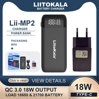 LiitoKala Lii-MP2 18650 21700 Battery Charger Power Bank QC3.0 Input/Output Digital Display Fast Charging+ EU/US/UK 5V 2A