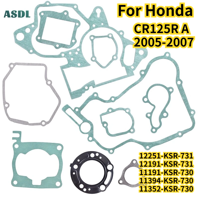 11394-KSR-730 Juego completo de juntas de revisión para la tapa del cilindro del motor de motocicleta Honda CR125R A 05-07 CR 125 12251-KSR-731