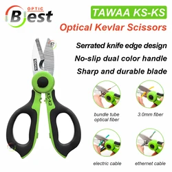 TAWAA KS-K2 Portable Fiber Optic Kevlar Cutter Serrated Kevlar Scissors Stainless Steel Blade for Non-slip Sharp Durable Cutting