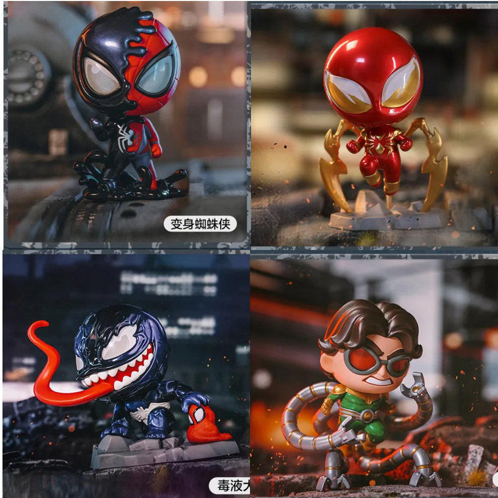 12pcs Marvel Spiders And Venom Series Blind Box Anime Figures Spider Man Wave Play Birthday Gift Collection Ornaments Boy Toys