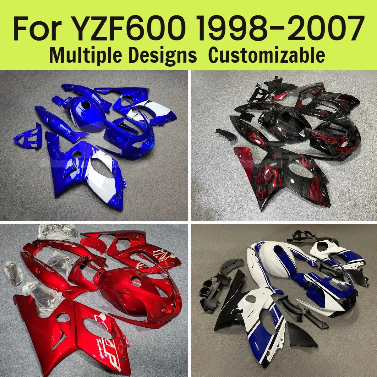 

For YAMAHA YZF600 1998-2007 Injection Fairings Set YZF 600 98-07 Cowling Injection Bodywork Fairing Kit
