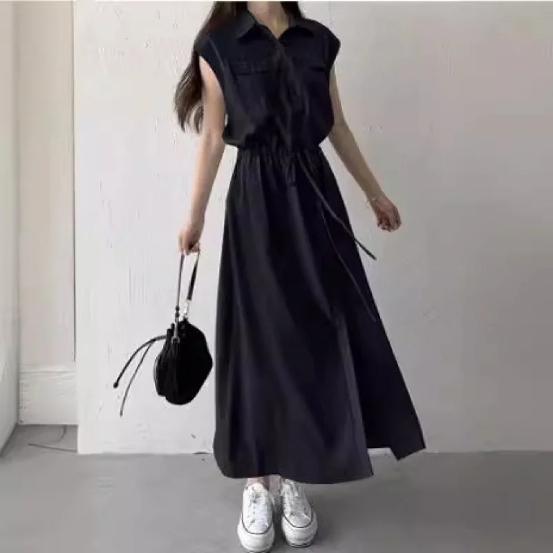 فستان صيفي جديد على الطراز الياباني بجيب متوسط الطول وياقة مقلوبة غير رسمية #1