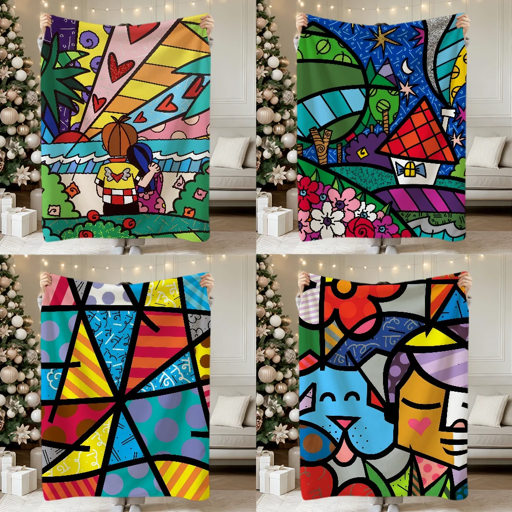 Abstract Color Art R-Romero B-Britto Soft Warm Plush Blanket Dorm Sofa Living Room Hogar Bedroom Gift Nap Home Flannel