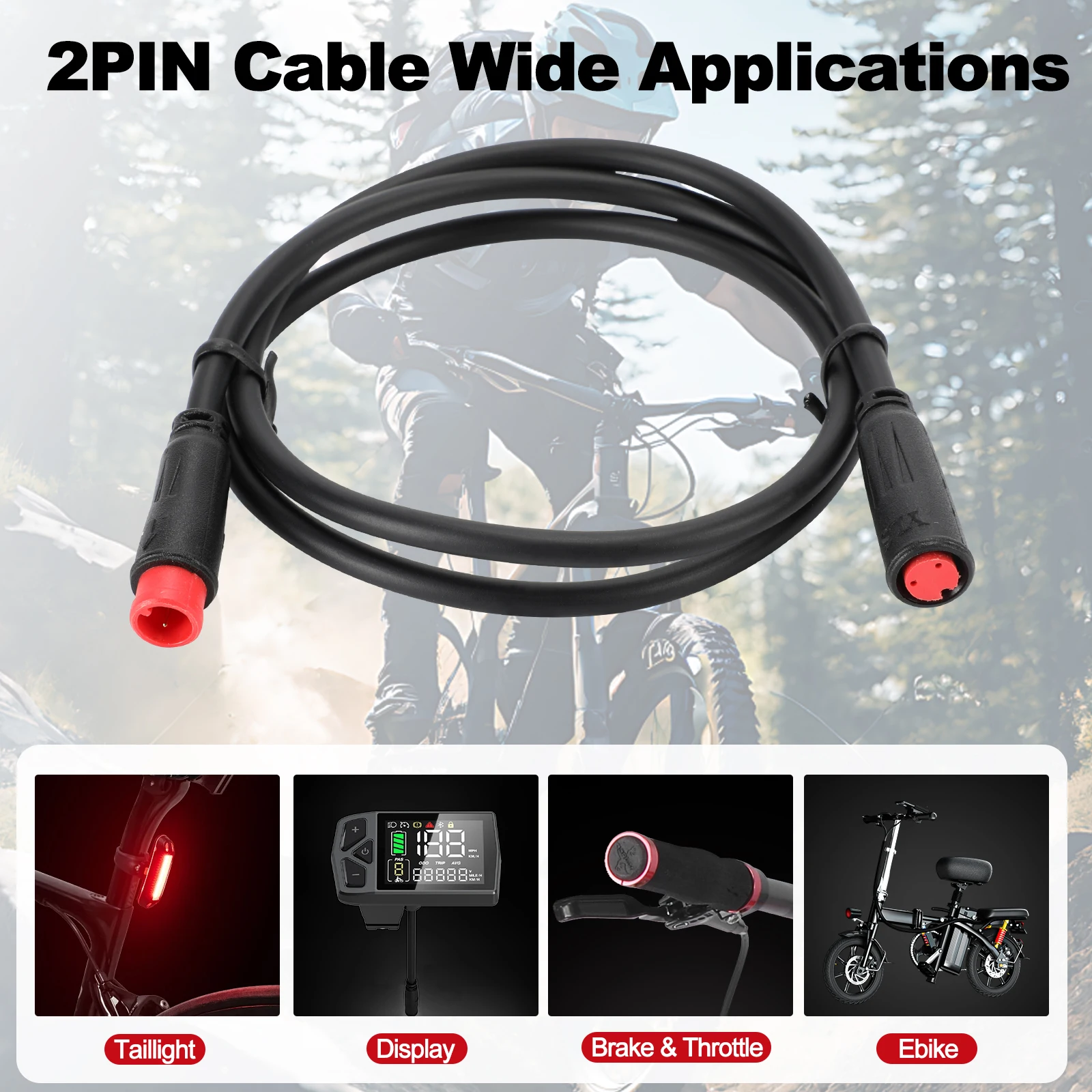 M8 2 Stück 2/3/4/5-poliges E-Bike-Kabel; Länge: 60/90 cm; IP65 wasserdicht, Stecker auf Buchse, 18AWG Julet/YLS/Higo Universalversion. – Detail 5