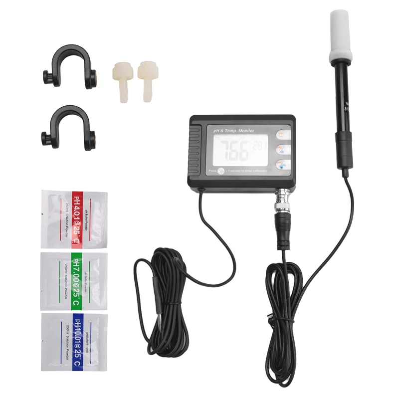 【ขายดี!】เครื่องวัดคุณภาพน้ำแบบดิจิตอล วัดอุณหภูมิและค่า pH พร้อมฟังก์ชันปรับเทียบอัตโนมัติ สำหรับตู้ปลา