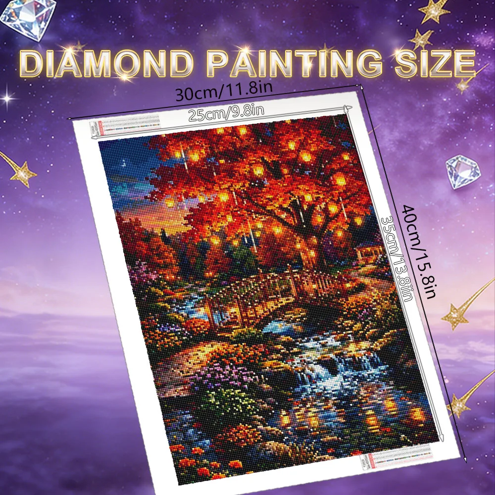 HUACAN Diamond Painting Pumpkin Halloween Fulll Square Round Drill Diamond Mosaic Autumn Forest Tree Wall Decor Unique Gift